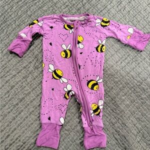 Little Sleepies Lavender Bee Print Footie